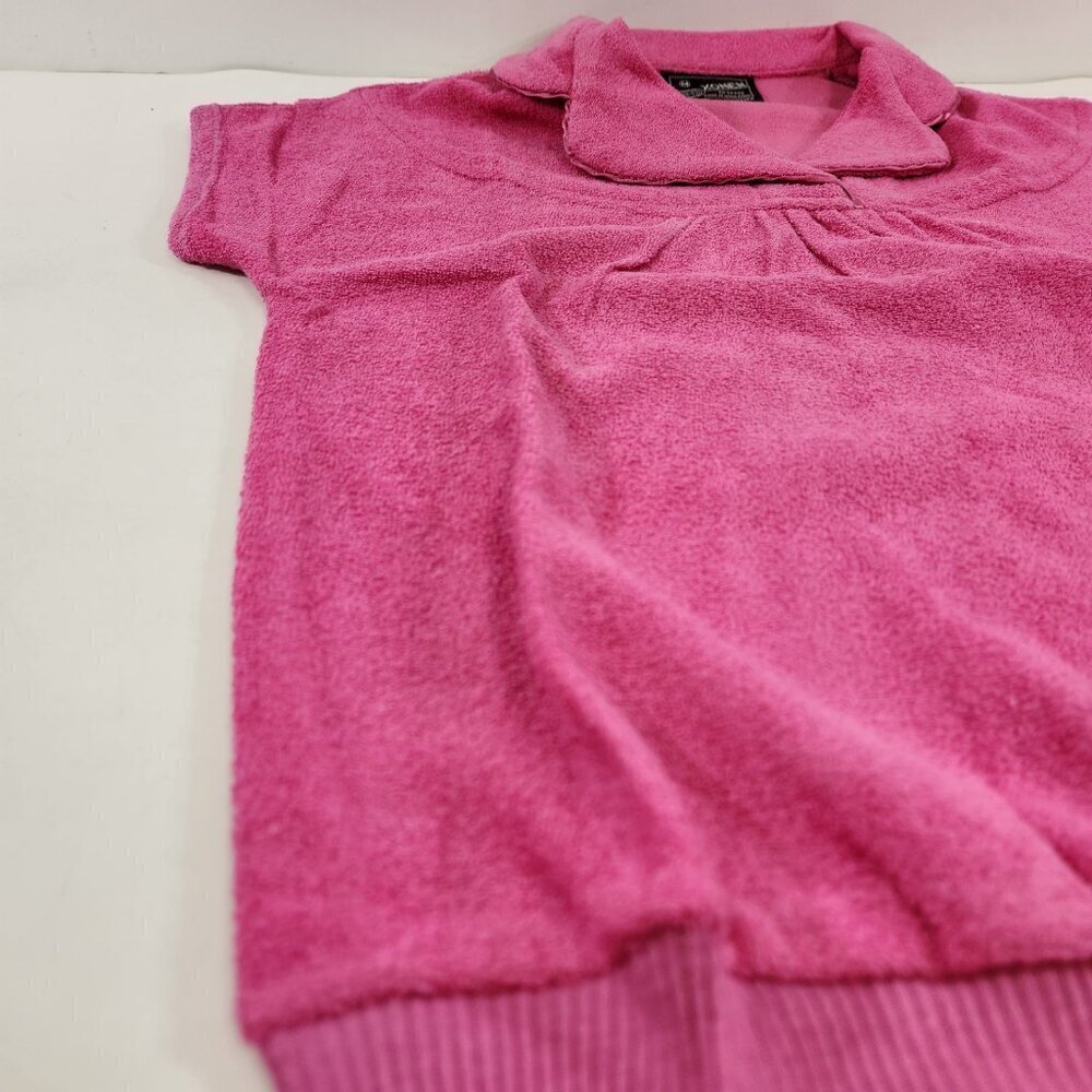 Vintage Pink Terry Cloth Short Sleeved Sweater made in Hong Kong - Picture 2 of 12